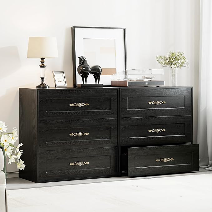 Wooden Dresser with 6 Large Drawers, Storage Cabinet Organizer Sideboard by Belandi