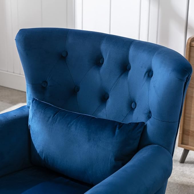 Mid Century Modern Accent Chair Upholstered Armchair Comfy Velvet Tufted - Image 4