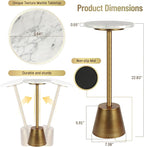 White Marble Pedestal Side Table, Round Accent End Table - Image 2