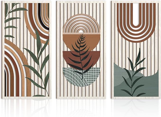 IARTTOP Large Boho Wood Wall Art 16x32 Inch Mid Century Modern Bohemian Wooden by IARTTOP