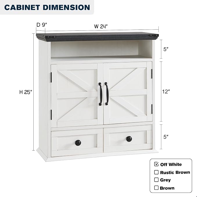 ACCOHOHO Bathroom Wall Cabinet, Farmhouse 24" Wide Medicine Cabinet - Image 2