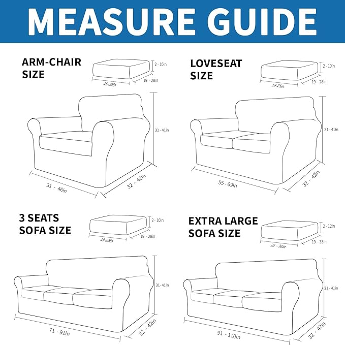 XINEAGE New 4 Pieces Extra Large Couch Covers - Image 2