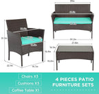 FDW Patio Furniture Set PE Rattan Patio Set Wicker Outdoor Furniture Bistro Set - Image 7