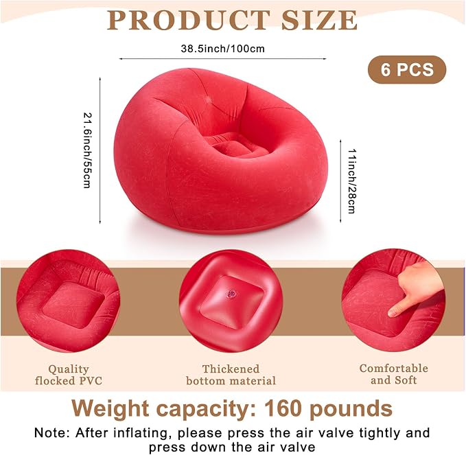 Realspring 6 9 12 Pcs Inflatable Bean Bag Chairs - Image 2
