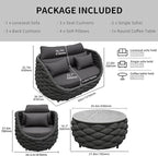 TWT Patio Furniture Set 4 Pieces Aluminum Outdoor Furniture w/27.8in Coffee - Image 3