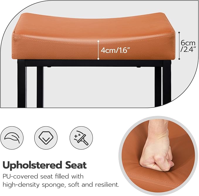 HOOBRO Bar Stools, Counter Height Stools, Saddle Barstools - Image 6