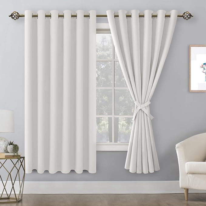 Room Darkening Curtains for Bedroom, 70 x 63 Inches Ivory, 2 Panels | Thermal - Image 8