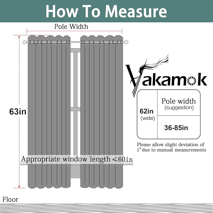 Yakamok Room Darkening Curtains 62x63 inch Length Stone Blue-Living Room | 2 - Image 7
