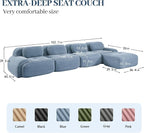 Boneless Sectional Couch, No Assembly Required, 152.7” L Shaped Modular Cloud - Image 3