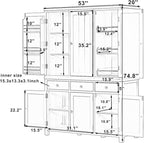 74.8''H High Freestanding Kitchen Pantry, Wooden Kitchen Organizers Cupboard - Image 2