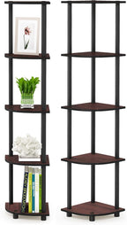 Furinno TURN-N-TUBE Corner Shelf Set of 2, 5-Tier Corner Bookshelf, Open by Furinno-FitsYourSpaceFitsYourBudget
