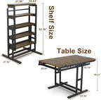 Convertible Dining Table, 2 in 1 Bookshelf to Kitchen Table, Space Saving - Image 3