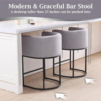 ClinQ 26" H Counter Height Bar Stools Set of 6, Modern Barrel Counter Stools - Image 4