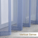 Chyhomenyc Denim Blue Sheer Curtains 84 Inches Long, 2 Panels | Light Filtering - Image 6
