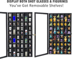 Shot Glass Display Case Large Wooden Cabinet Rack Holder Wall Mounted Black - Image 4