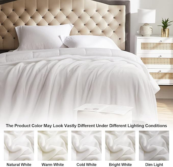 KMUSET Fleece Blanket King Size White Lightweight Super Soft Cozy Luxury Bed - Image 5