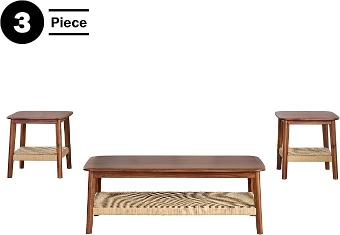 Alaterre Furniture Calais 3-Piece Solid Wood Coffee Table Set - Image 4