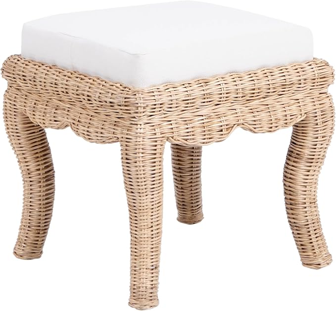 JONATHAN Y Rowan 18.5" Natural Woven Rattan Vanity Stool by JONATHANY