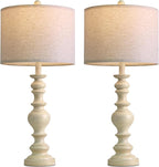 BOBOMOMO 27" Antique White Table Lamps Set of 2, Large Vintage Resin Lamps - Image 5