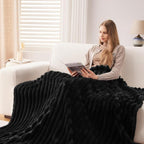 NEWCOSPLAY Fleece Ribbed Cozy Queen Blanket - Image 4
