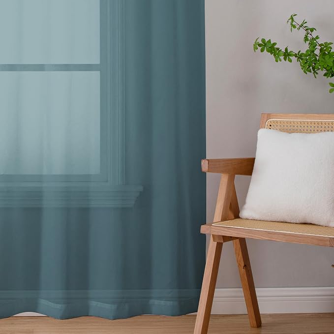 Sheer Curtains, 63 inch Length Set of 2, Rod Pocket Light Weight Voile Curtains - Image 7