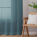 Chyhomenyc Sheer Stone Blue Curtains 90 inches Long 2 Panels, Light Filtering - Image 4