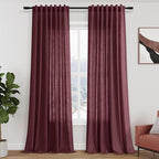Burgundy Linen Curtains for Living Room 100 Inches Long Light Filtering Semi by Nanspring