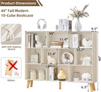 LEYAOYAO 10 Cube Bookshelf, 3 Tier Vintage 55" Wide Bookcase - Image 2