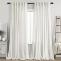 Beige White Curtains Linen for Living Room 90 Inches Long Back Tab and Rod by Nanspring