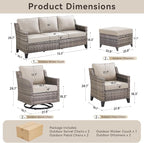 Wicker Patio Furniture Set-7 PieceAll Weather Outdoor Conversation Sets - Image 8