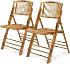 VINGLI Bamboo Folding Chair, Foldable Dining Wood Chairs Comfortable Seat by VINGLI