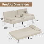 Flamaker Futon Sofa Bed Corduroy Folding Couch Adjustable Sleeper Sofa Bed - Image 3