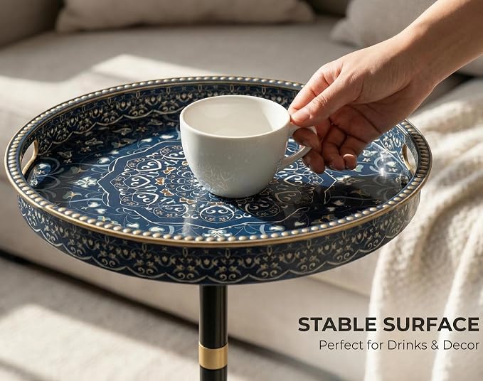 Gesodant Boho Single Leg Round Side Table - Image 9