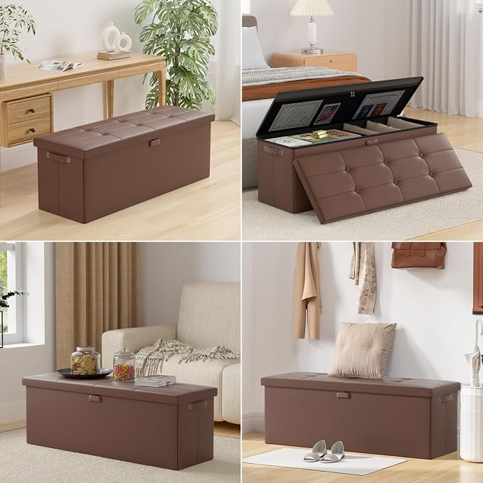 DocSafe Storage Ottoman Bench, Fireproof＆Waterproof Folding Bench - Image 3