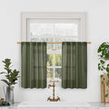 Semi Sheer Short Linen Window Curtains 36 Inch Length 2 Panels | Light by LAMIT