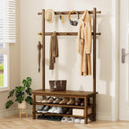 Hall Tree with Shoe Storage Bench, 3-in-1 Entryway Coat Rack with Bench by Unknown