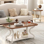Function Home Farmhouse Coffee Table, 2-Tier Center Table - Image 7