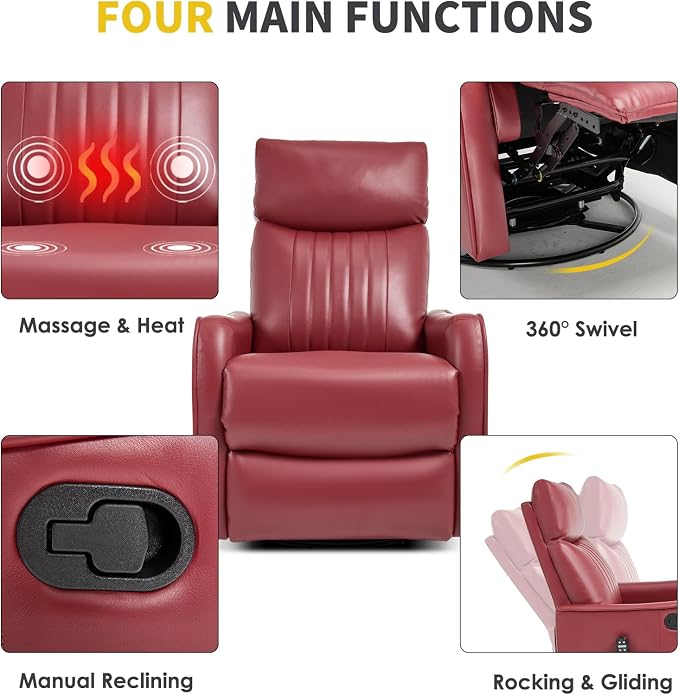 Trustyue Swivel Rocker Recliner Chair, 360° Swivel Recliner - Image 4