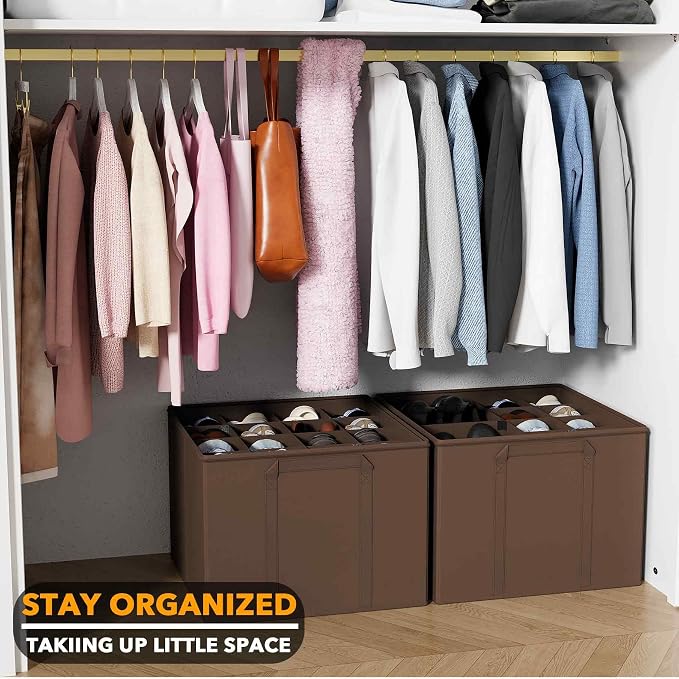 SpaceAid Shoe Organizer for Closet, 2 Pack Foldable Shoe Storage Containers - Image 6