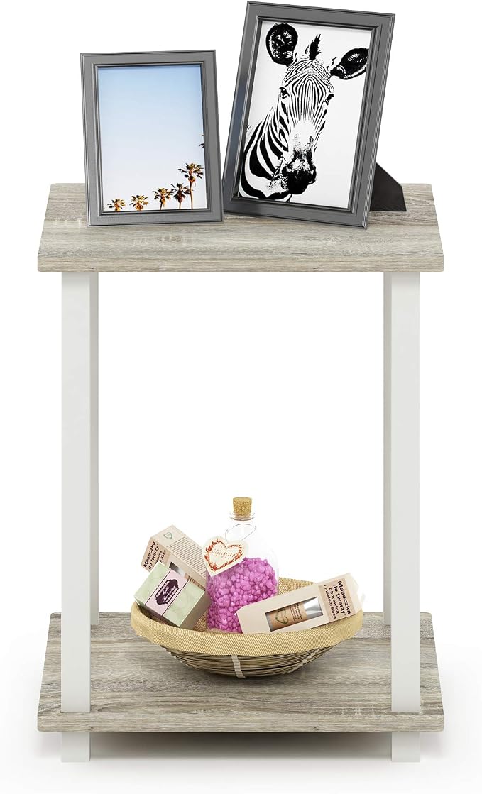Furinno SIMPLISTIC Side Table Set of 2, 2-Tier Square Modern End Table - Image 7
