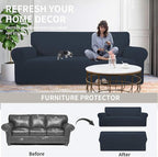 Easy-Going Stretch Oversized Loveseat Couch Covers Washable Dark Blue | 1-Piece - Image 4