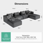 Novilla 141" Modular Sectional Sofa, Modern Cloud Sectional Couch - Image 2