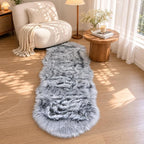 EasyJoy Faux Sheepskin Rug, 2 x 6 ft, Frosted Bottom Gray | Fluffy Faux Fur - Image 6