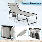 GYMAX Lounge Chair for Outside, 440lbs 27” Oversize Folding Beach Tanning - Image 3