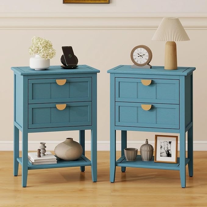 22" Blue Accent Side Cabinets, Modern Wood Sideboard by YHFEXYT