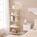 HOOBRO 5 Tier Open Bookshelf, Industrial Arched Bookcase Display Shelf Rack - Image 7
