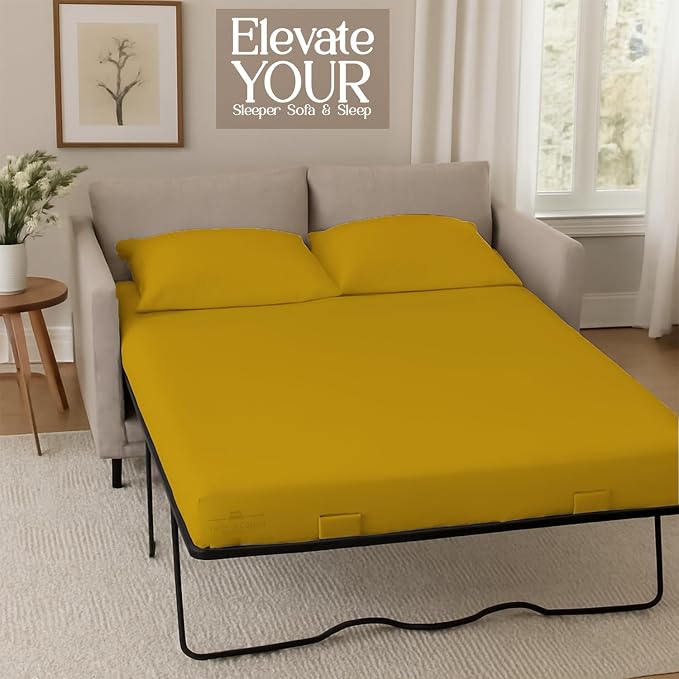 Sleeper Sofa Bed Sheet, 100% Cotton 400 Thread Count, 4 Piece Set, Deep Pocket - Image 5