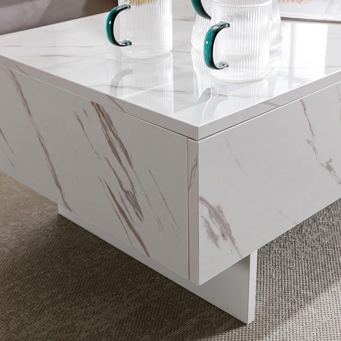 COSVALVE 41" Marble White Cool Coffee Table - Image 6