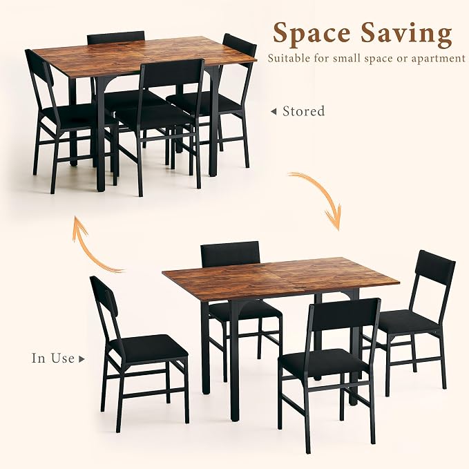 HUAHUU Dining Table Set for 4, Extendable Kitchen Table Cushion Chairs Set of 4 - Image 5