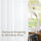 Extra Long White Linen Semi Sheer Curtains 90 Inch Length 2 Panels | Light - Image 4